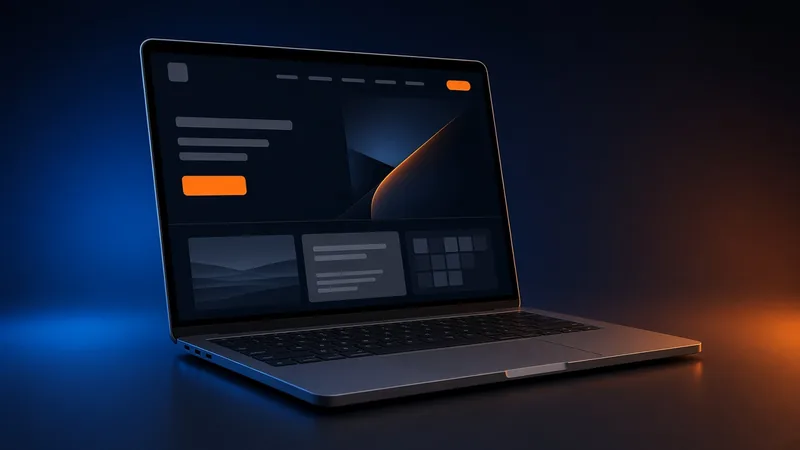 Kurumsal web tasarım projesi: dizüstü bilgisayarda modern koyu temalı site arayüzü
